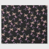 Unglaubliche Schmetterlinge auf schwarz Geschenkpapier (Flach)