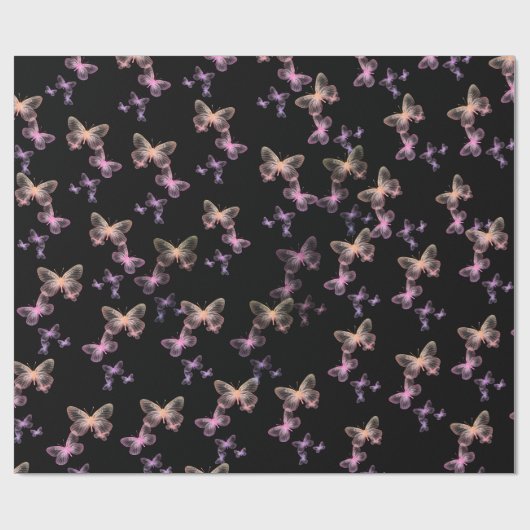 Unglaubliche Schmetterlinge auf schwarz Geschenkpapier (Flach)