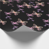 Unglaubliche Schmetterlinge auf schwarz Geschenkpapier (Ecke)