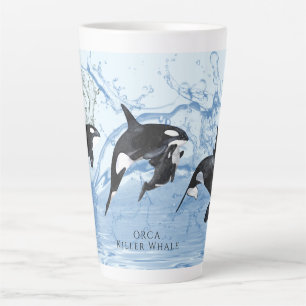 Unglaubliche Schwarz-Weiß-Wasserfarben-Orcas Milchtasse
