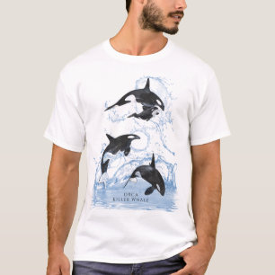 Unglaubliche Schwarz-Weiß-Wasserfarben-Orcas T-Shirt