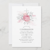 Unglaubliche Silber- und Rosaton-Flora-Bestätigung Einladung (Vorderseite)