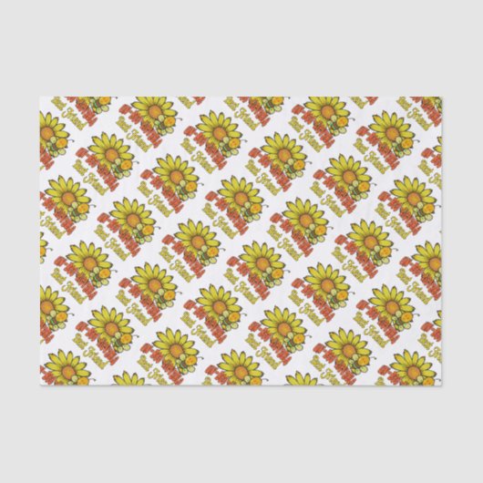 Unglaubliche Sonnenblumen und Bienen Seidenpapier (Vorderseite)