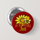 Unglaubliche Tante Sonnenblumen und Bienen Button (Vorne & Hinten)