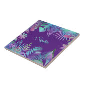 Unglaubliche tropische Blätter, Aquamariner Name a Fliese (Seite)