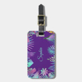 Unglaubliche tropische Blätter, Aquamariner Name a Gepäckanhänger (Vorderseite vertikal)