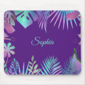 Unglaubliche tropische Blätter, Aquamariner Name a Mousepad (Vorne)