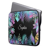 Unglaubliche tropische Blätter, schwarzer Weißname Laptopschutzhülle (Vorderseite Links)
