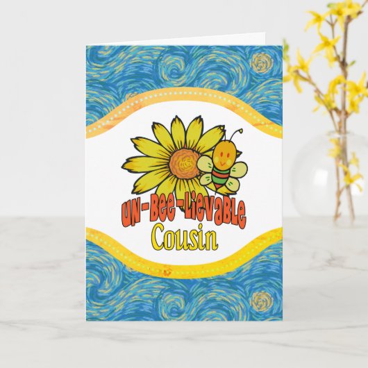 Unglaublicher Cousin Sonnenblumen und Bienen Karte (Gelbe Blume)