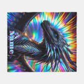 Unglaublicher Drache mit lebendigem Hintergrund Fleecedecke (Vorderseite (Horizontal))