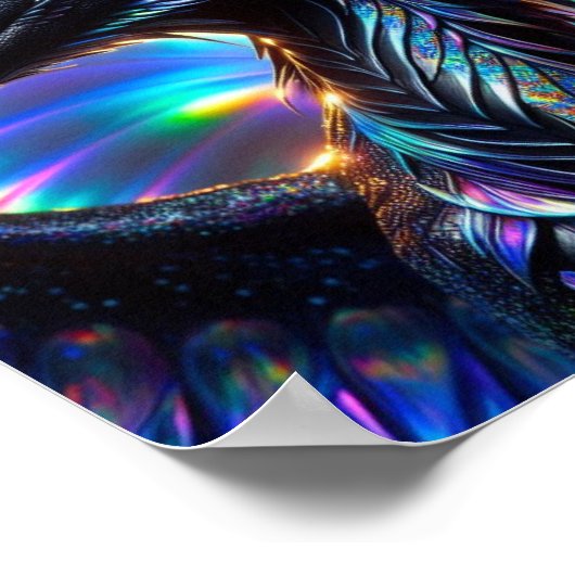 Unglaublicher Drache mit lebendigem Hintergrund Poster (Ecke)