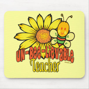 Unglaublicher Lehrer mit Sonnenblumen und Bienen Mousepad