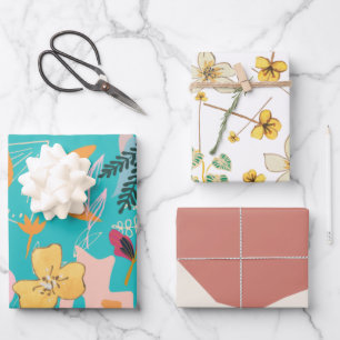 Unglaubliches Design farbenfroh blühend und rosa Geschenkpapier Set