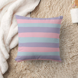 Ungleichmäßige Streifen in Blau, Rosa und Lila Kissen