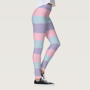 Ungleichmäßige Streifen in Blau, Rosa und Lila Leggings