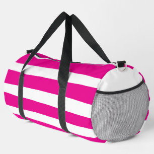 Ungleichmäßige Streifen in Magenta und Weiß  Duffle Bag