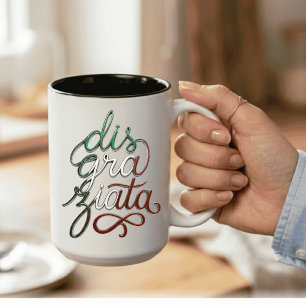 Unglückliche 3D italienische Schrift Zweifarbige Tasse