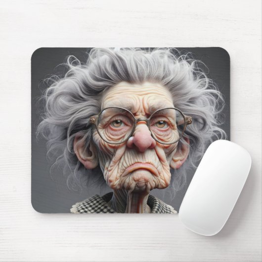 Unglückliche Alte Ladenkarikatur Mousepad (Mit Mouse)