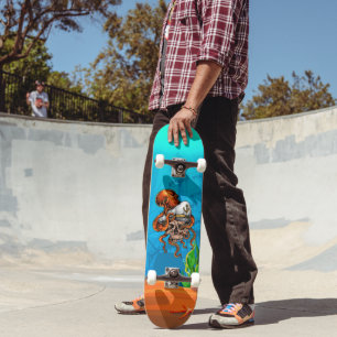 Unglücklicher Oktopus Captains Skull Ocean Nautic Skateboard