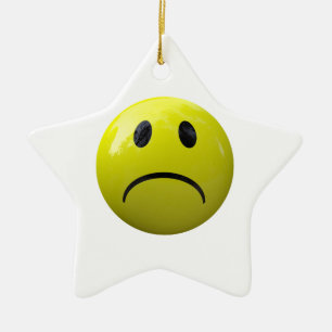 unglückliches Gesicht Emoji Keramik Ornament