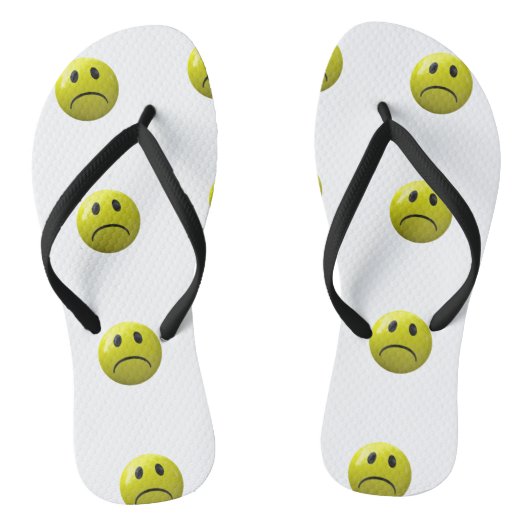 unglückliches Gesicht Emoji Sandalen Schuhe Flip F (Fußbett)