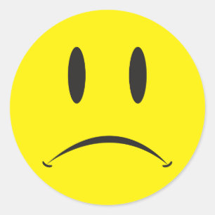 unglückliches Gesicht Runder Aufkleber
