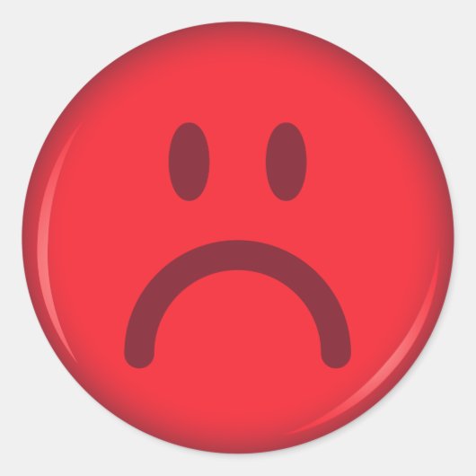 Unglückliches, wütendes rotes Gesicht Runder Aufkleber (Vorderseite)