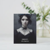 Unhappy Halloween. Gothic girl witch Postkarte (Stehend Vorderseite)