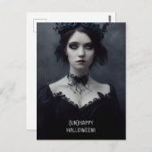 Unhappy Halloween. Gothic girl witch Postkarte (Vorne/Hinten)