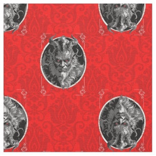 unheilvoller Weihnachts-Krampus roter Damast Stoff