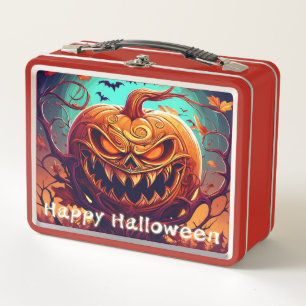 Unheimliche Jack-o-Lantern-Fledermäuse Halloween-K Metall Brotdose