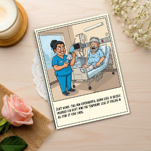 Unheimliche Krankenschwester bereitet Spritze vor  Postkarte