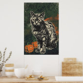 Unheimliche untote Zombie-Katze Poster (Küche)