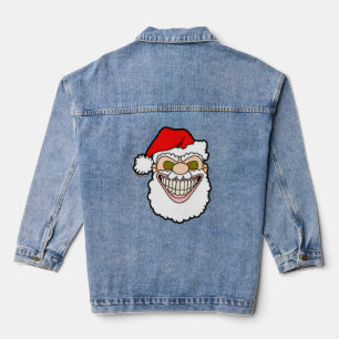 Unheimliche Weihnachtsmann-Screwball-Grafiken Jeansjacke