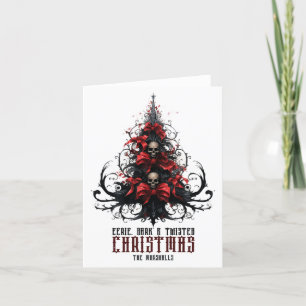 Unheimlicher dunkler verdrehter Weihnachtsbaum-Tot Feiertagskarte