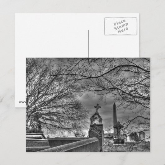 unheimlicher Friedhof Postkarte (Vorne/Hinten)