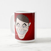 unheimlicher Geschäftsmann mit Geld-Ohren Kaffeetasse (Vorderseite Links)