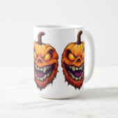 Unheimlicher grinsender Kürbiskopf Kaffeetasse (VorderseiteRechts)