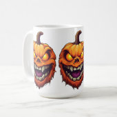 Unheimlicher grinsender Kürbiskopf Kaffeetasse (Vorderseite Links)
