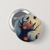 Unheimlicher Halloween-Baum Button (Vorne & Hinten)