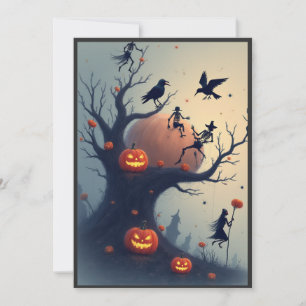 Unheimlicher Halloween-Baum Dankeskarte