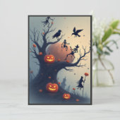 Unheimlicher Halloween-Baum Dankeskarte (Stehend Vorderseite)