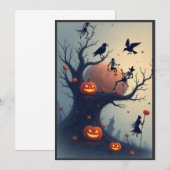 Unheimlicher Halloween-Baum Dankeskarte (Vorne/Hinten)