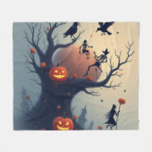 Unheimlicher Halloween-Baum Fleecedecke (Vorderseite (Horizontal))