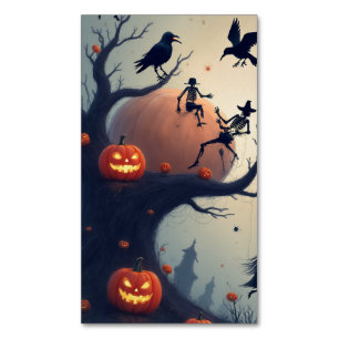 Unheimlicher Halloween-Baum Magnetische Visitenkarte