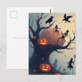 Unheimlicher Halloween-Baum Postkarte (Vorne/Hinten)