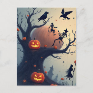 Unheimlicher Halloween-Baum Postkarte