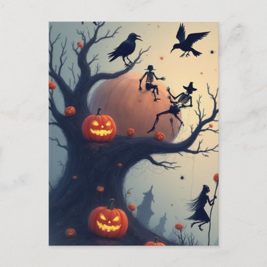 Unheimlicher Halloween-Baum Postkarte (Vorderseite)