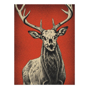 Unheimlicher Hirsch mit leuchtenden Augen Kunst Poster