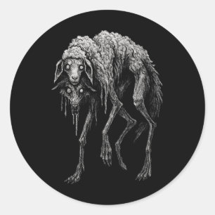 Unheimlicher Wolf Schaf Horror Grusel Volksglaube Runder Aufkleber